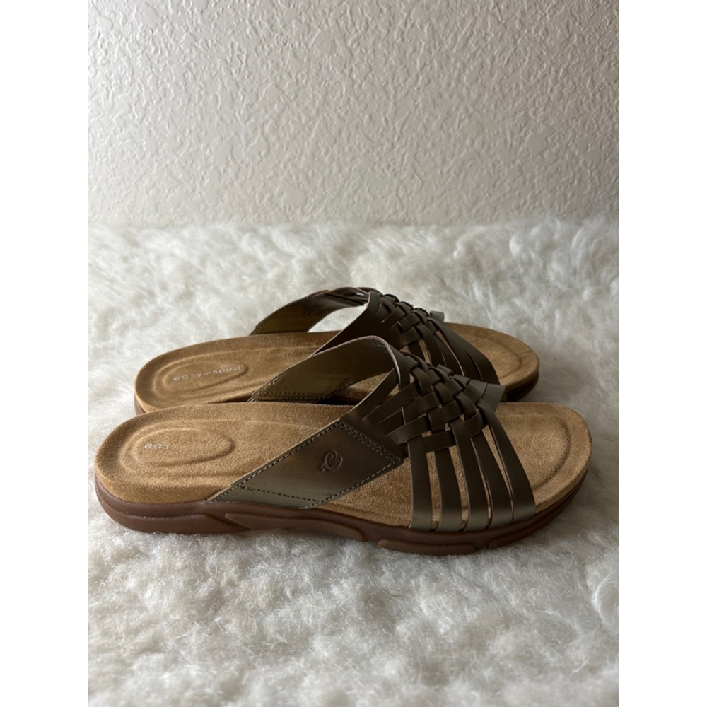 Easy Spirit Meadow Leather Gold Slip-on Sandals Women Size 8.5 Casual Flat - Picture 3 of 7